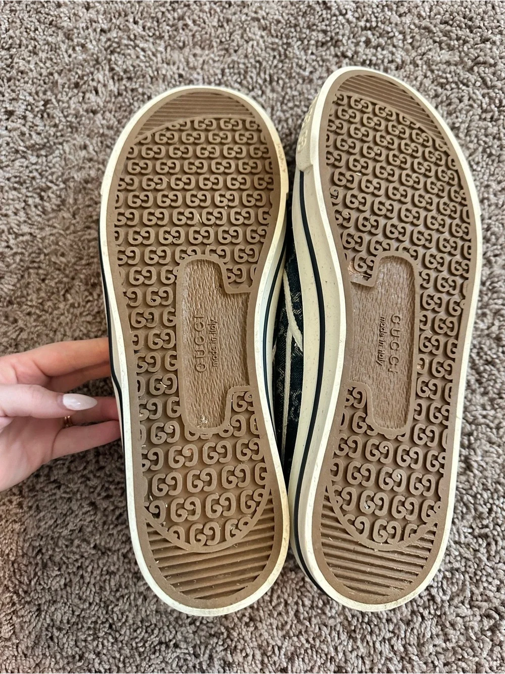 Gucci Navy Blue GG Logo Slip-On Loafers